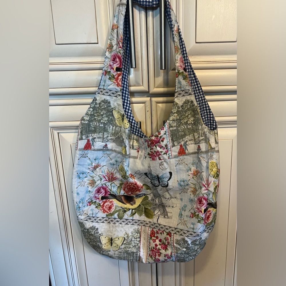 French writings Nature crossbody fabric handbag
